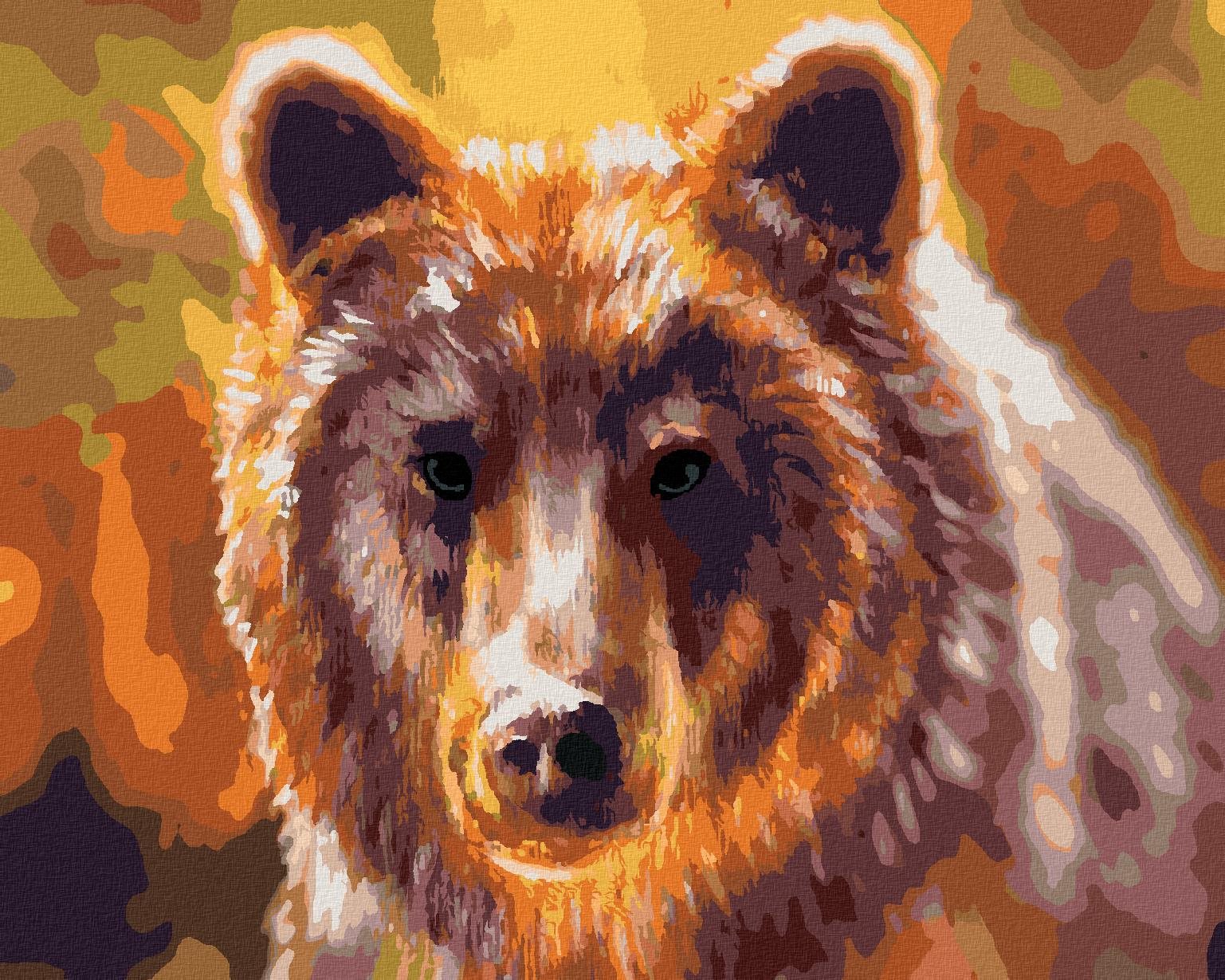 Diamondi - HLAVA MEDVĚDA, 40x50 cm, vypnuté plátno na rám