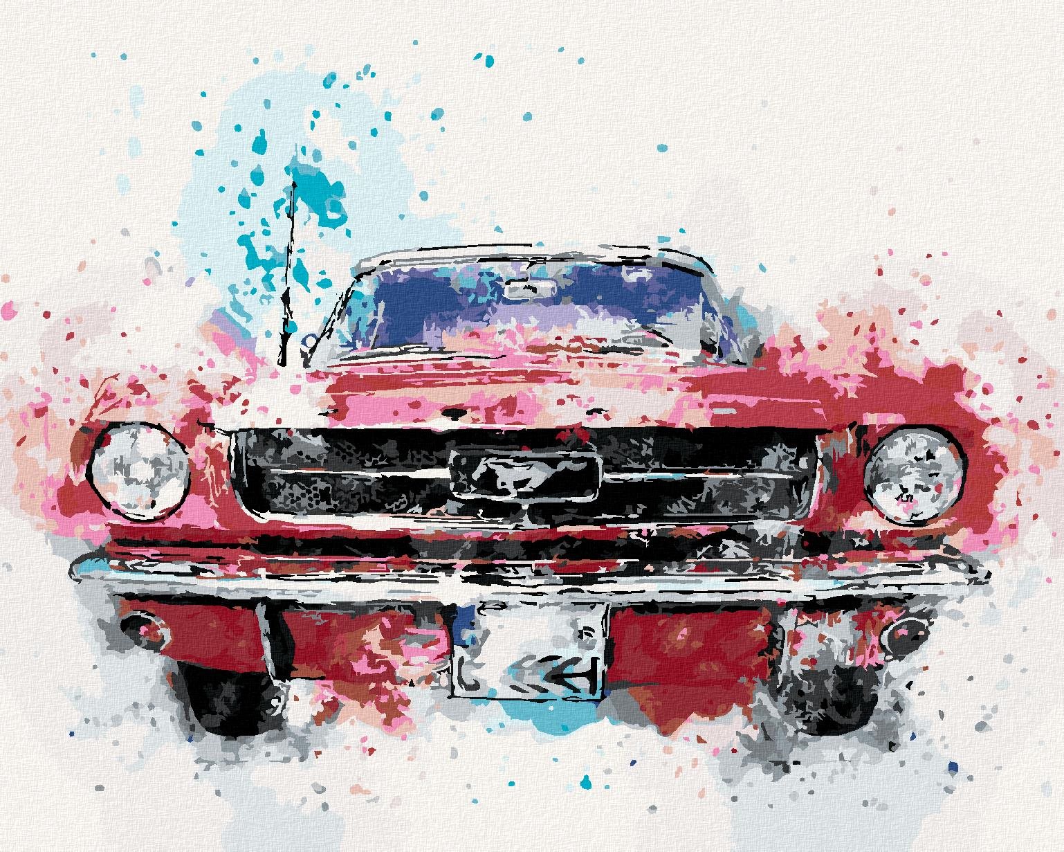 Diamondi - AUTO MUSTANG, 40x50 cm, vypnuté plátno na rám