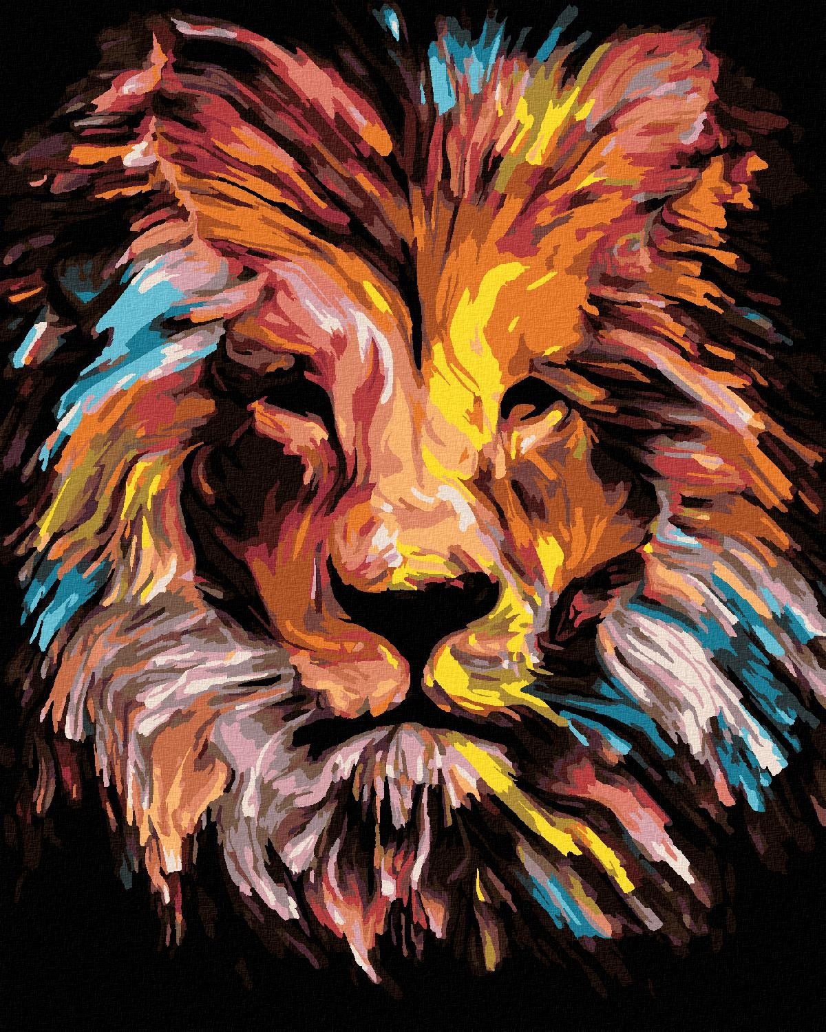 Diamondi - PESTRÝ LEV, 40x50 cm, vypnuté plátno na rám