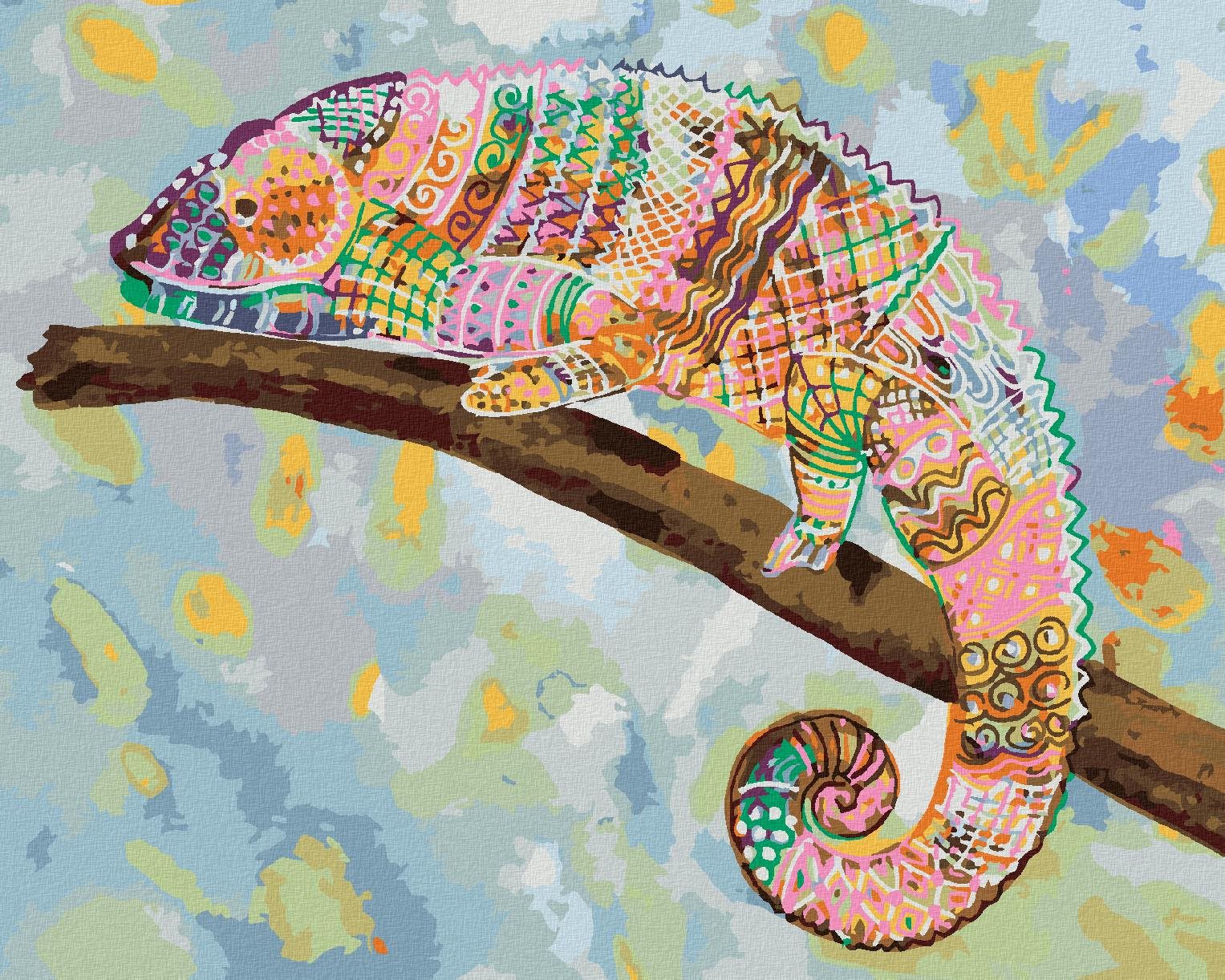 Diamondi - PESTRÝ CHAMELEON, 40x50 cm, vypnuté plátno na rám