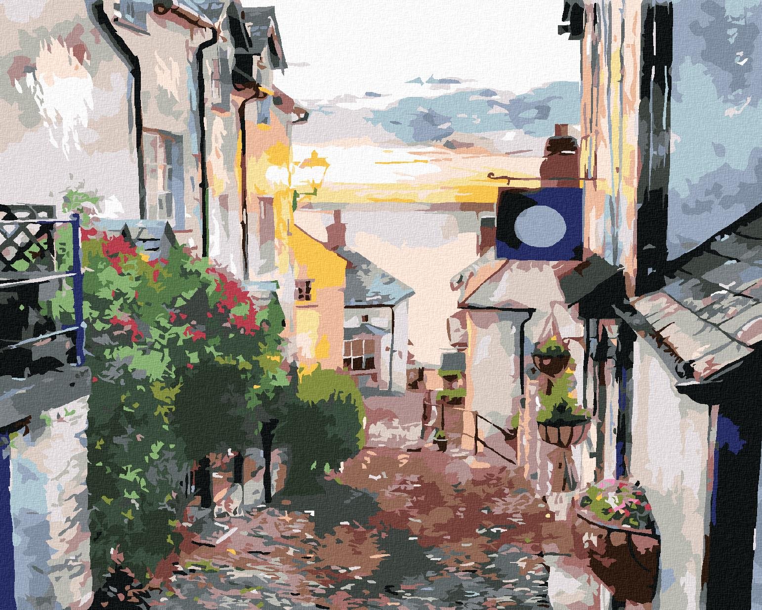 Diamondi - ULIČKA NA POBŘEŽÍ DEVONU, 40x50 cm, vypnuté plátno na rám