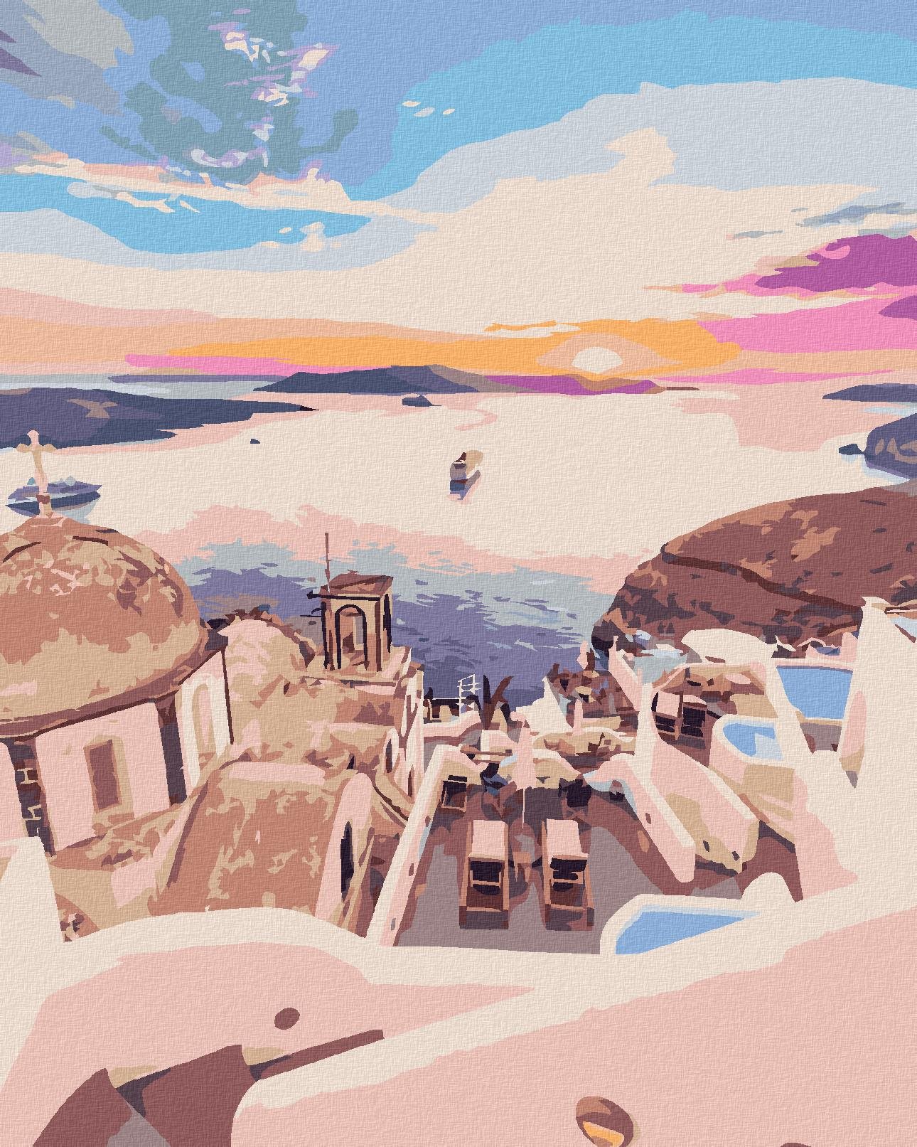 Diamondi - BAREVNÉ SANTORINI, 40x50 cm, vypnuté plátno na rám