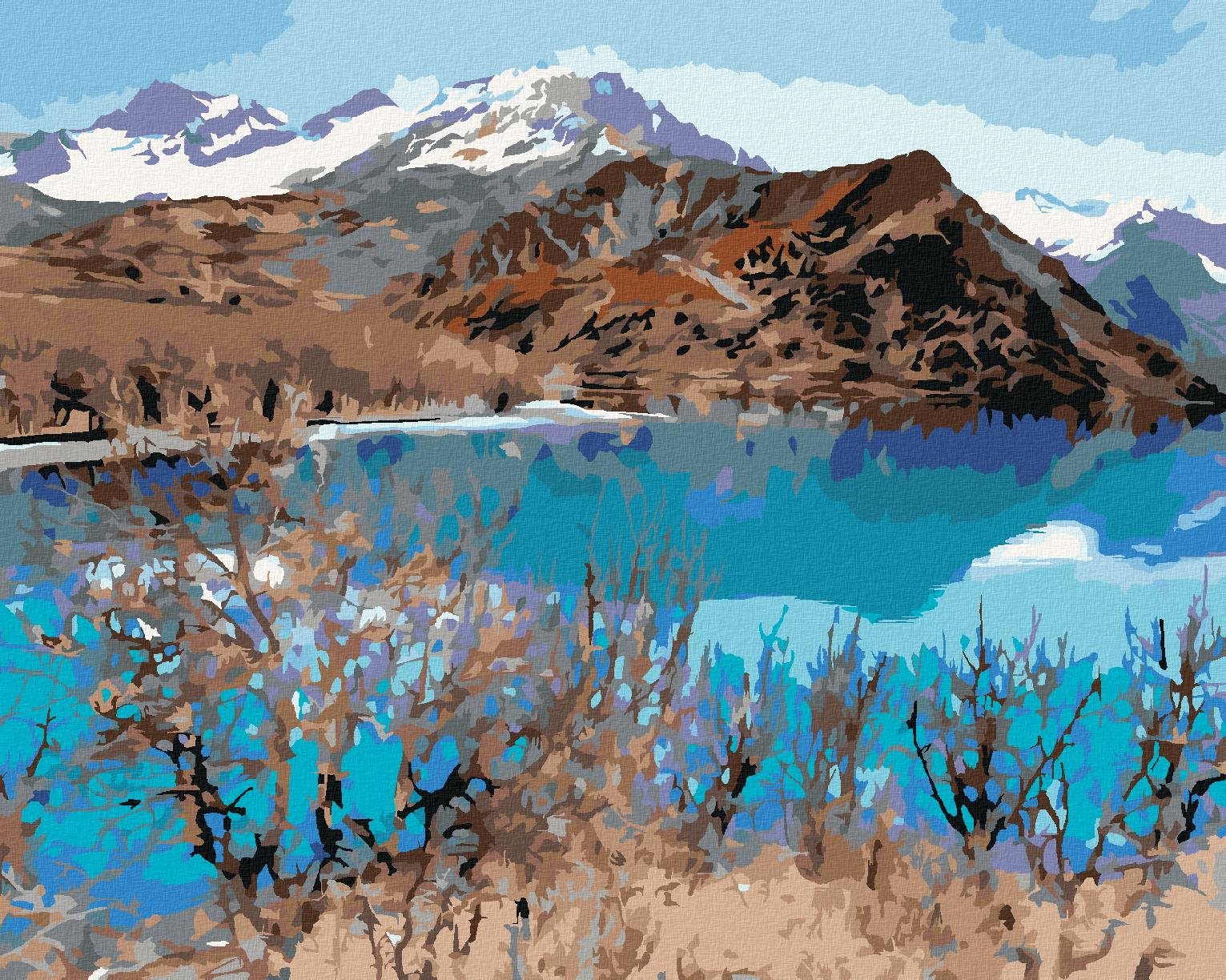 Diamondi - JEZERO ISKANDERKUL, 40x50 cm, vypnuté plátno na rám