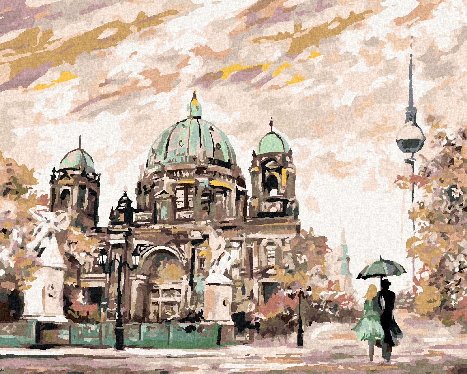 Diamondi - POULIČNÍ POHLED NA BERLÍN, 40x50 cm, vypnuté plátno na rám