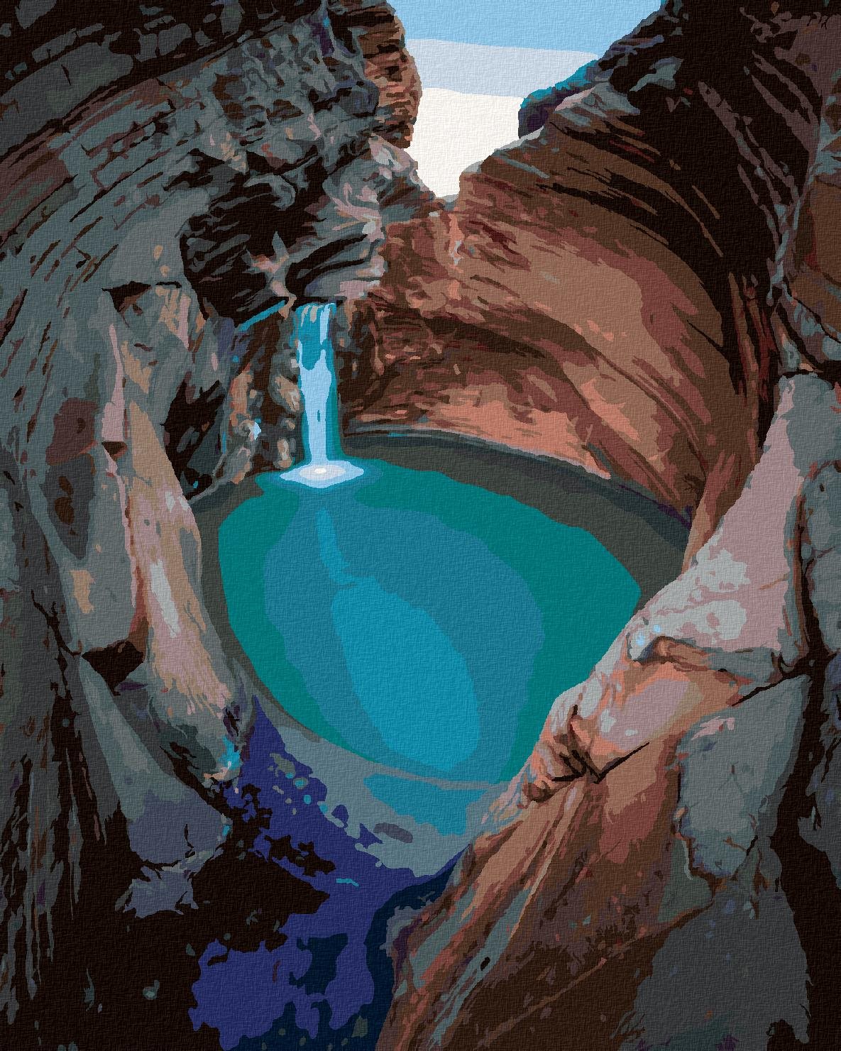 Diamondi - TYRKYSOVÝ VODOPÁD, 40x50 cm, vypnuté plátno na rám