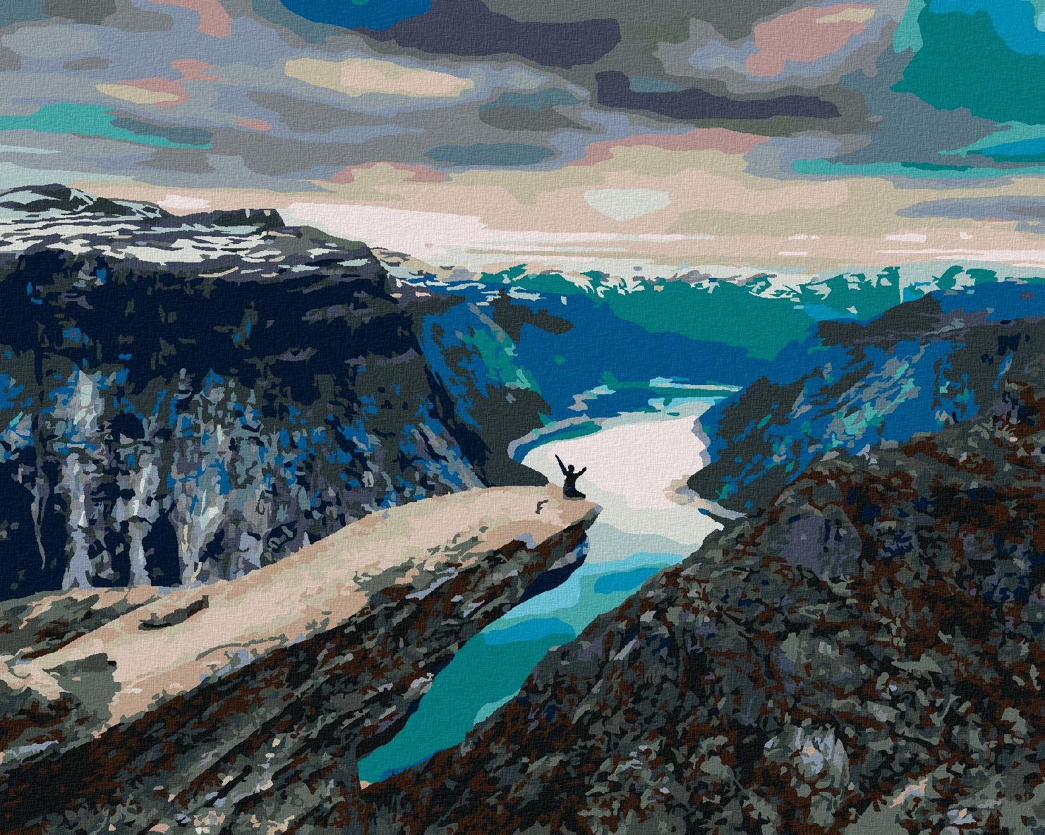 Diamondi - MUŽ NA HORSKÉM ÚTESU, 40x50 cm, vypnuté plátno na rám