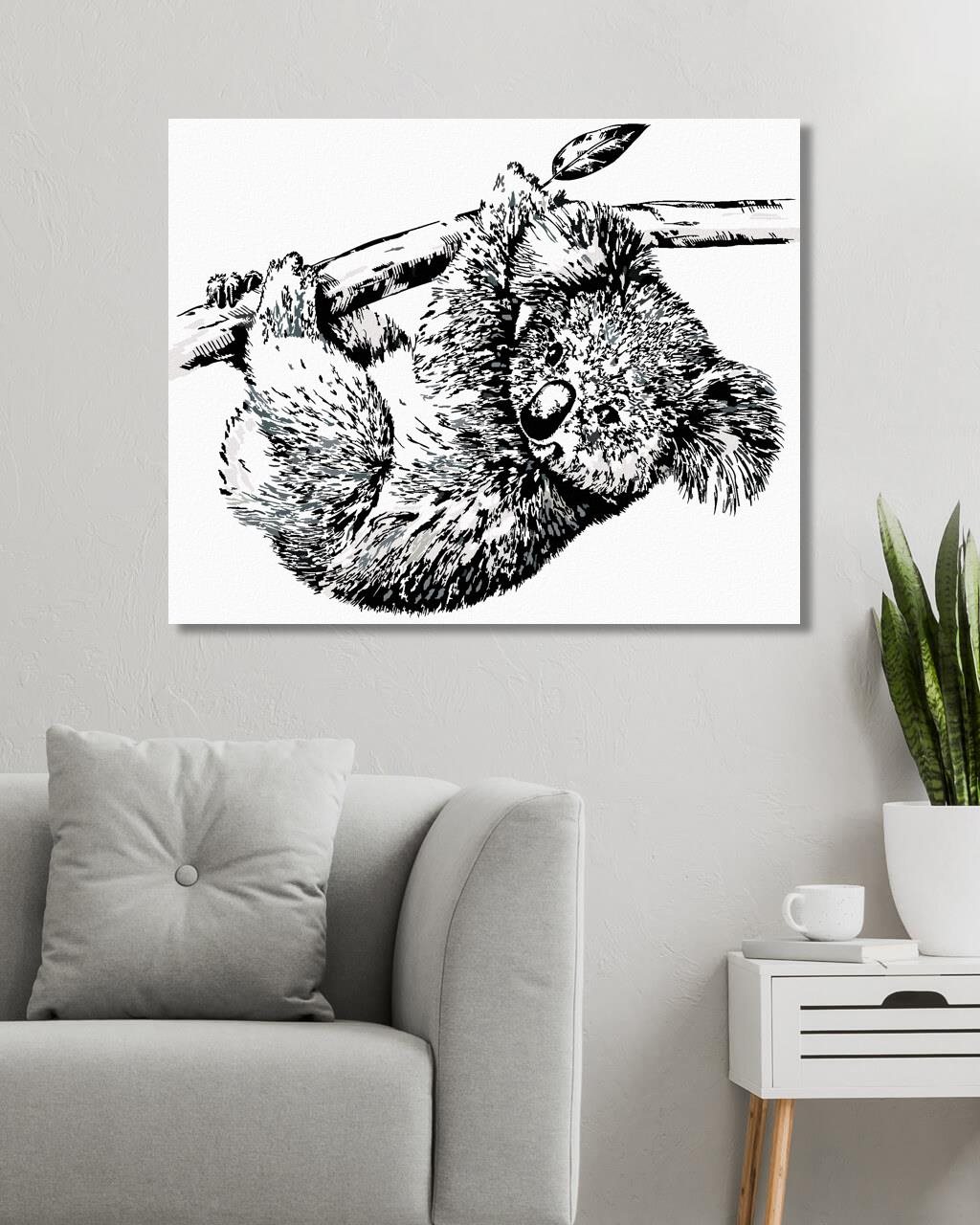 Diamondi - ČERNOBÍLÁ KOALA, 40x50 cm, vypnuté plátno na rám