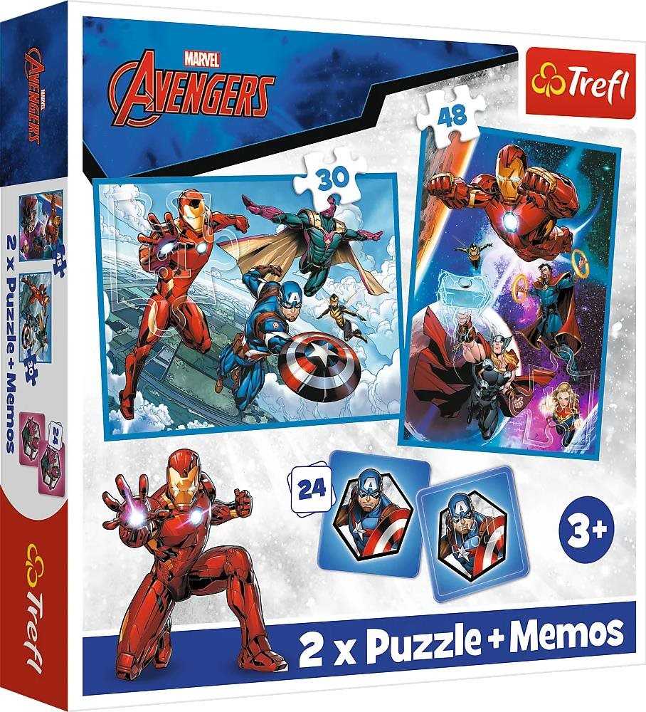 TREFL sada 3v1 Avengers: hrdinovévakci (2 × puzzle + pexeso)