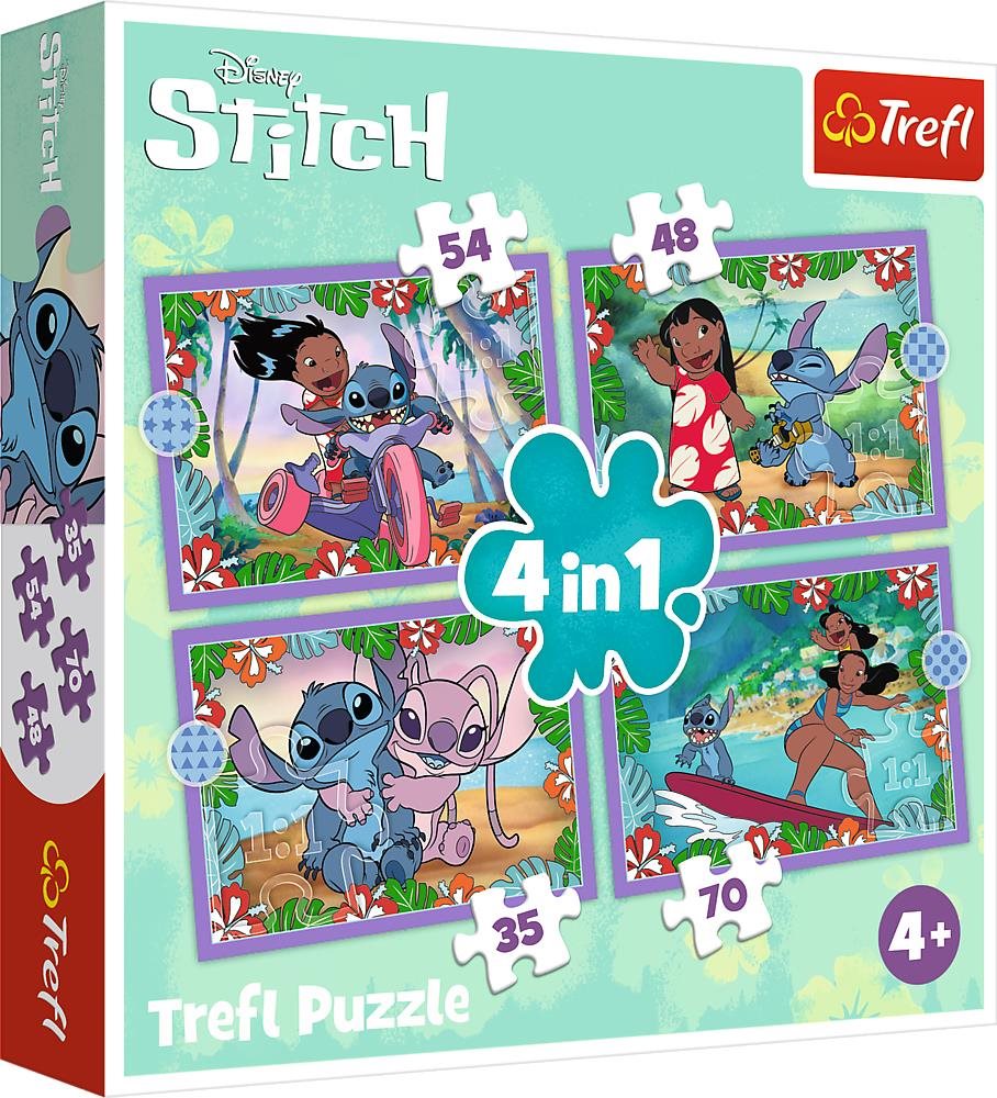 TREFL puzzle Lilo&Stitch: Bláznivý den 4v1 (35, 48, 54, 70 dílků)