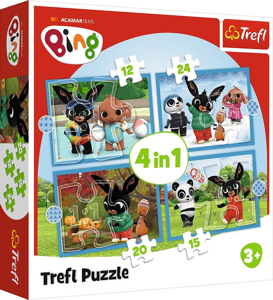 TREFL puzzle Bing: Roční období 4v1 (12, 15, 20, 24 dílků)