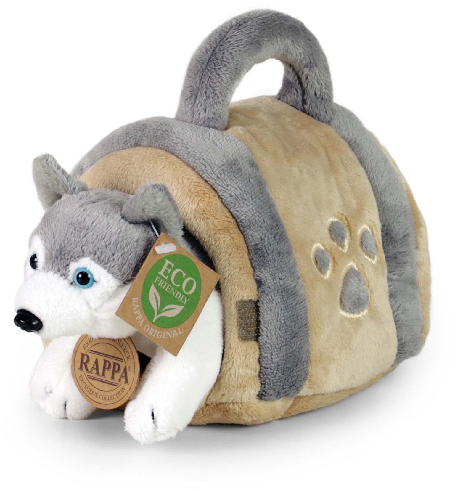 RAPPA Plyšový pes husky 13 cm s přepravkou, Eco-Friendly