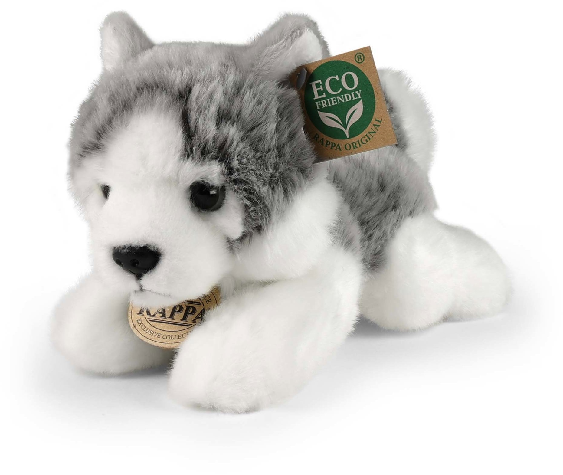 RAPPA Plyšový pes husky ležící 20 cm, Eco-Friendly