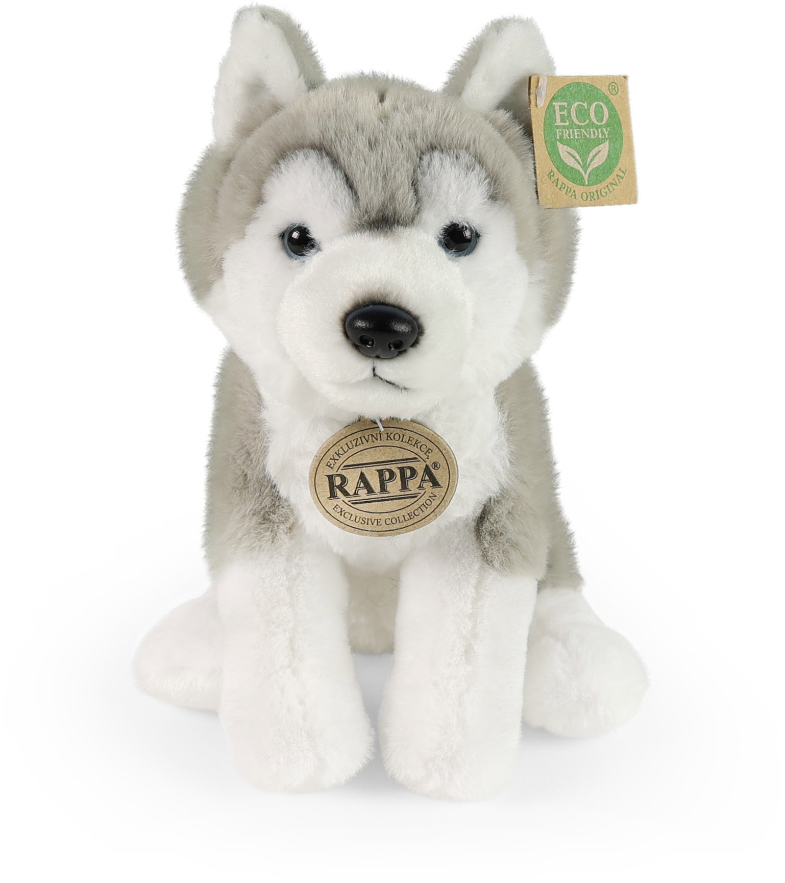 RAPPA Plyšový pes husky sedící 23 cm, Eco-Friendly, Soft collection