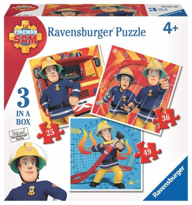 RAVENSBURGER Puzzle Požárník Sam 3 v 1 (25, 36, 49 dílků)