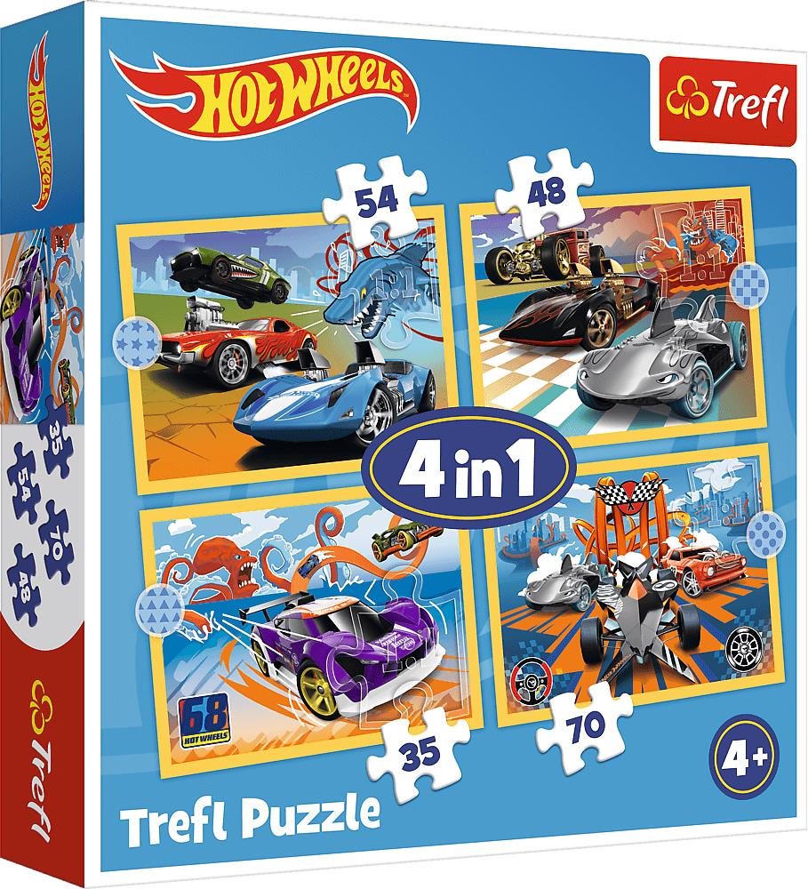 Trefl Puzzle Autíčka Hot Wheels 4 v 1 (35, 48, 54, 70 dílků)