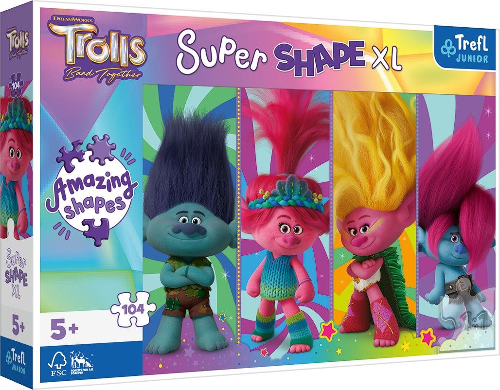 Trefl Puzzle Super Shape XL Trollové 3: Trollí hrátky 104 dílků