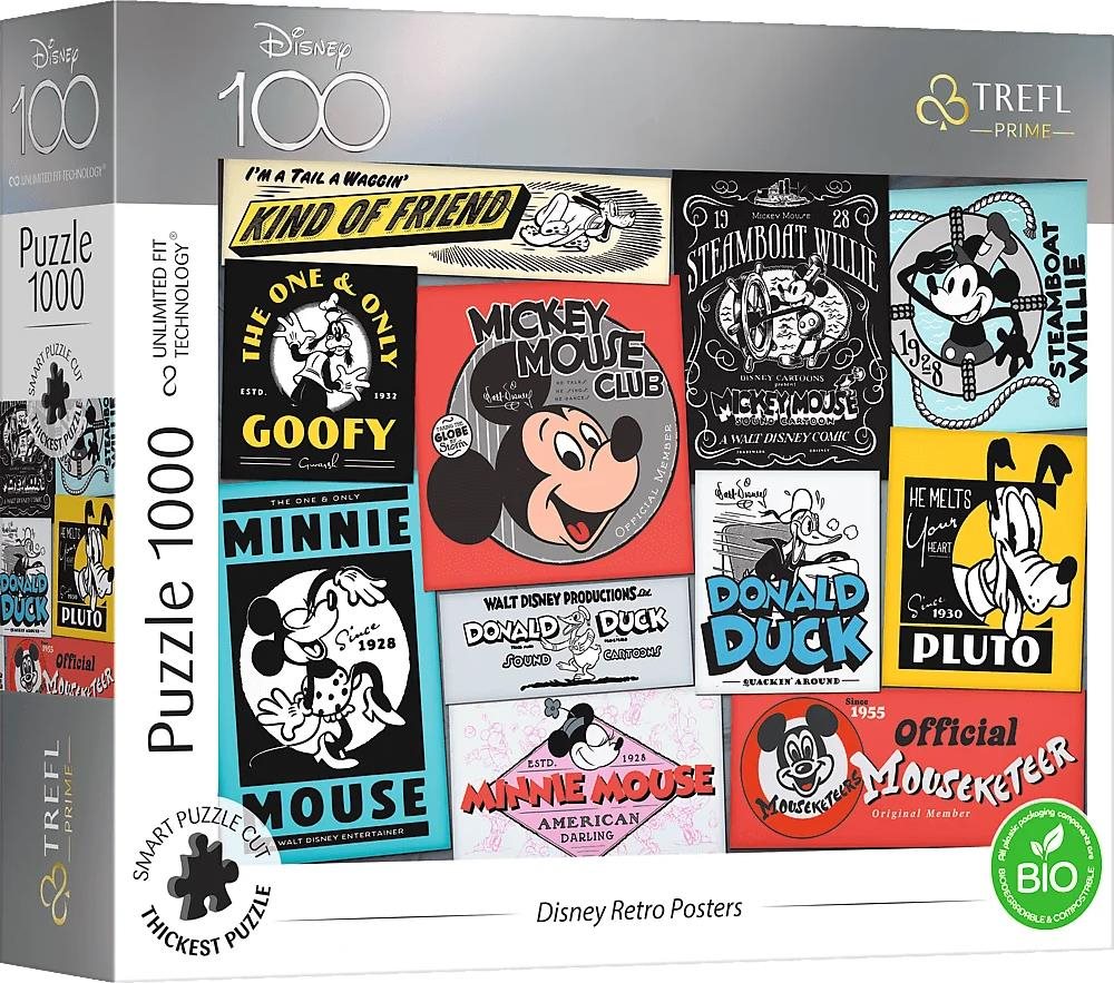 Trefl Puzzle UFT Disney 100 let: Retro plakáty 1000 dílků