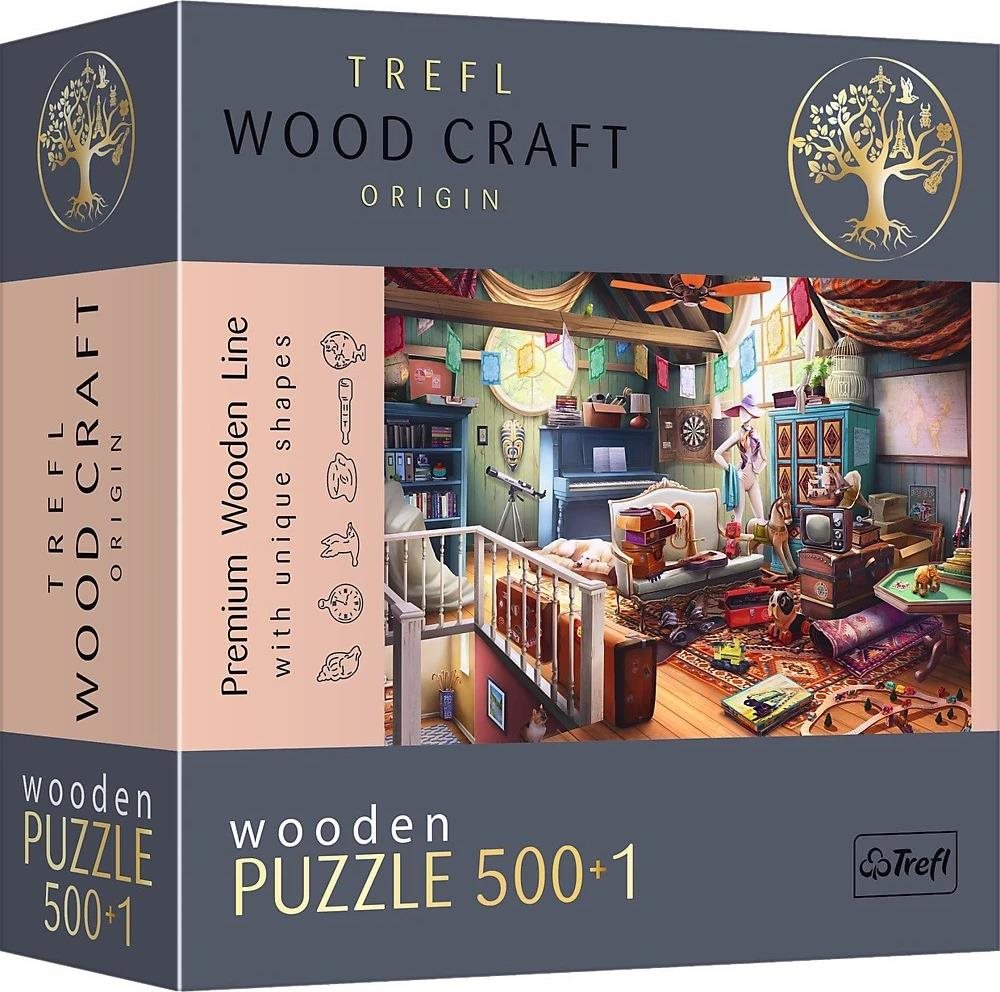 Trefl Wood Craft Origin puzzle Poklady na půdě 501 dílků