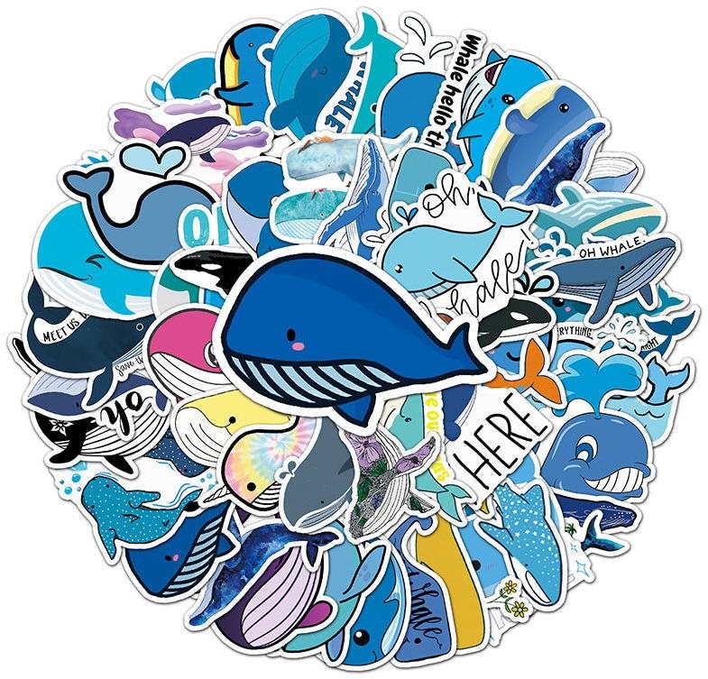 ANNAM Samolepky Velryba 50 ks - odlišné samolepky