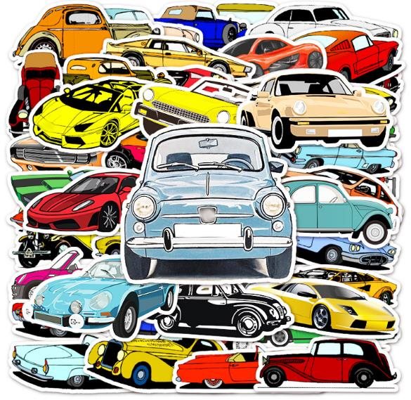 ANNAM Samolepky Sportovní auta 50 ks - odlišné samolepky