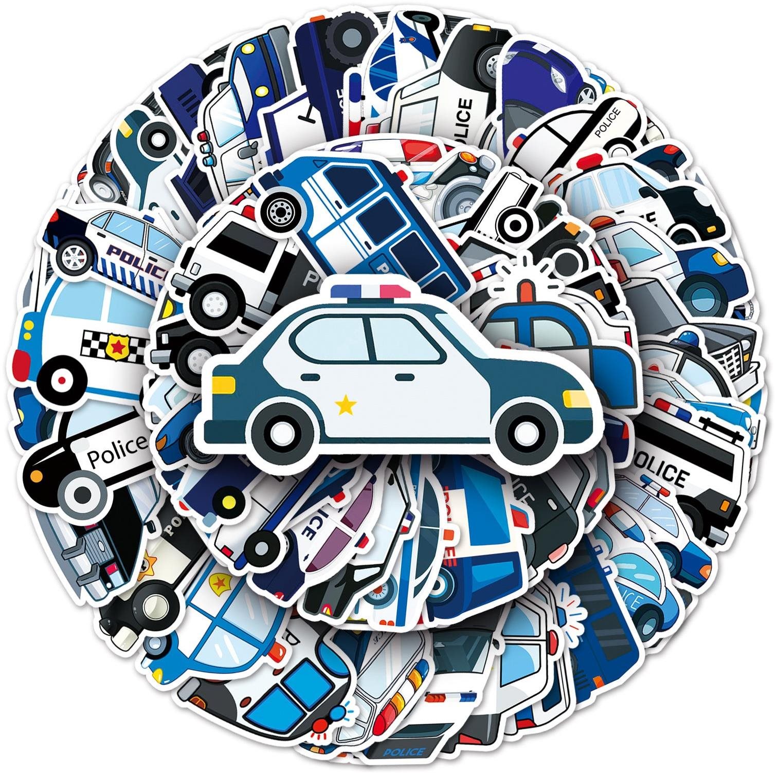 ANNAM Samolepky Policejní Auta 50 ks - odlišné samolepky