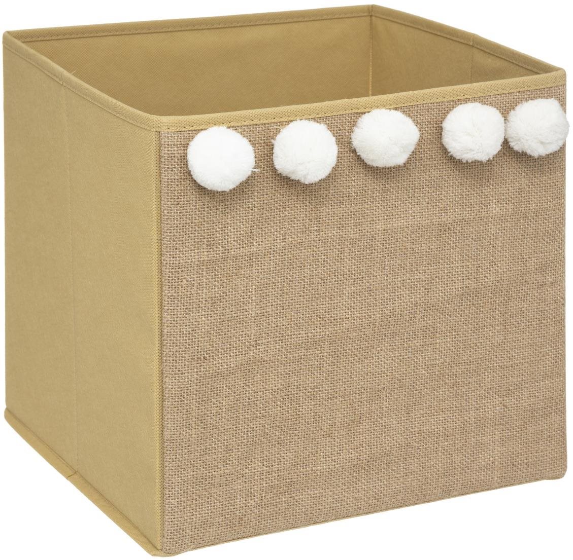 Atmosphera for Kids Úložný box na hračky juta s bambulemi