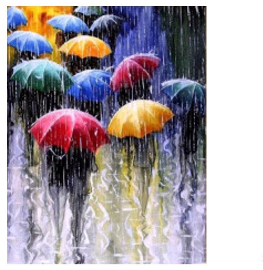 Vikpap Malování podle čísel, plátno 30 × 40 cm - Deštníky v dešti