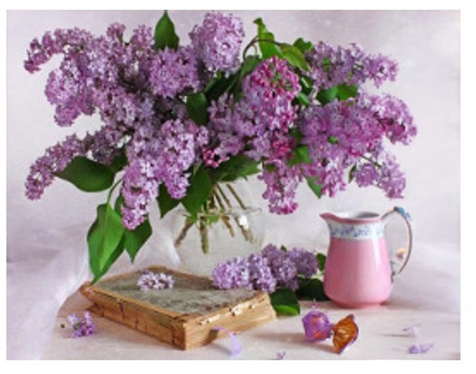 Vikpap Malování podle čísel, plátno 40 × 30 cm - Jarní šeříky