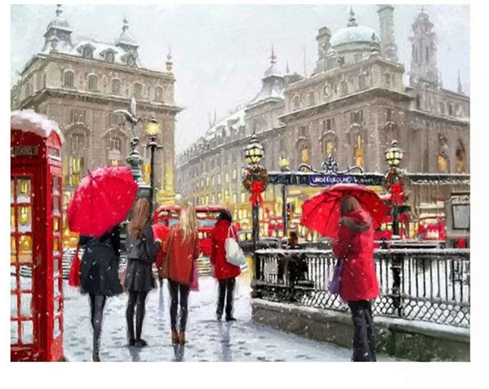 Vikpap Malování podle čísel, plátno 40 × 30 cm - Zimní Londýn