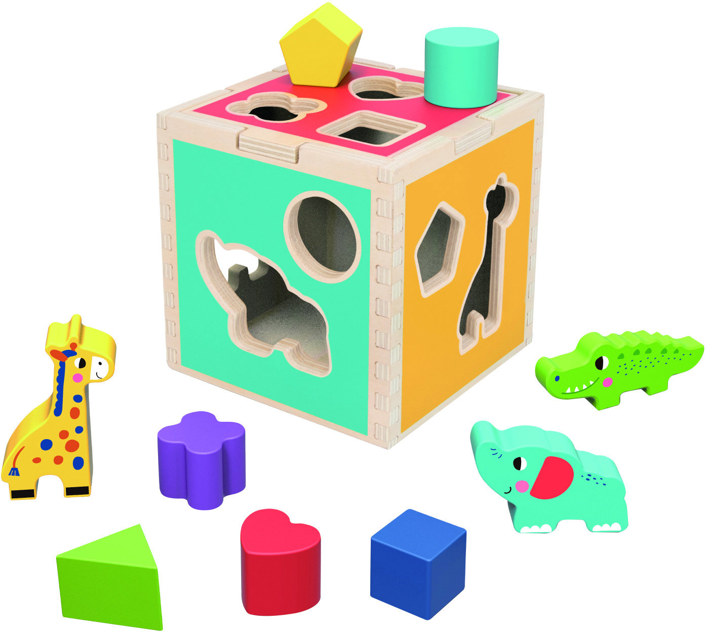 Alltoys Dřevěná kostka vkládačka zvířátka