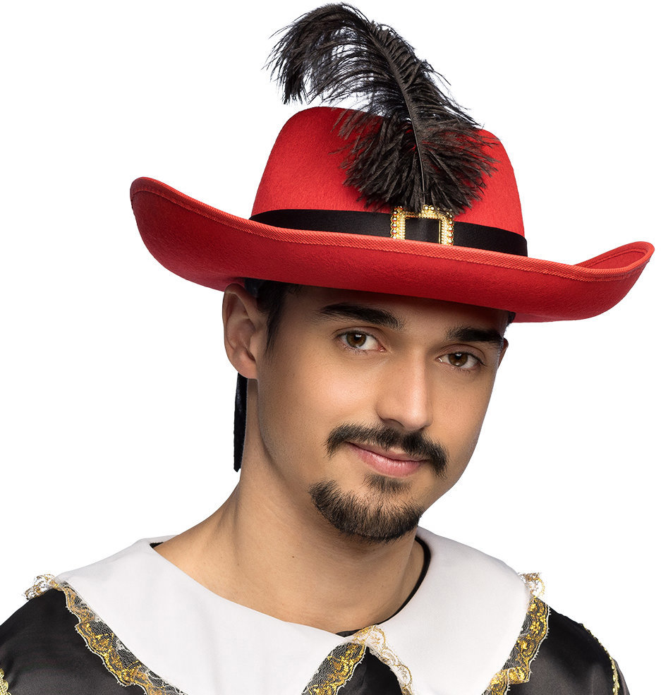 Boland Červený mušketýrský klobouk s peřím