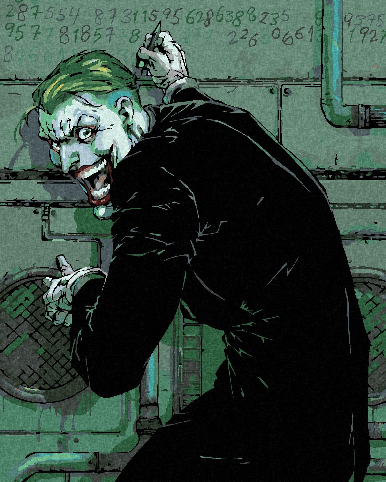 Zuty - Joker píše na zeď (batman), 40×50 cm, vypnuté plátno na rám