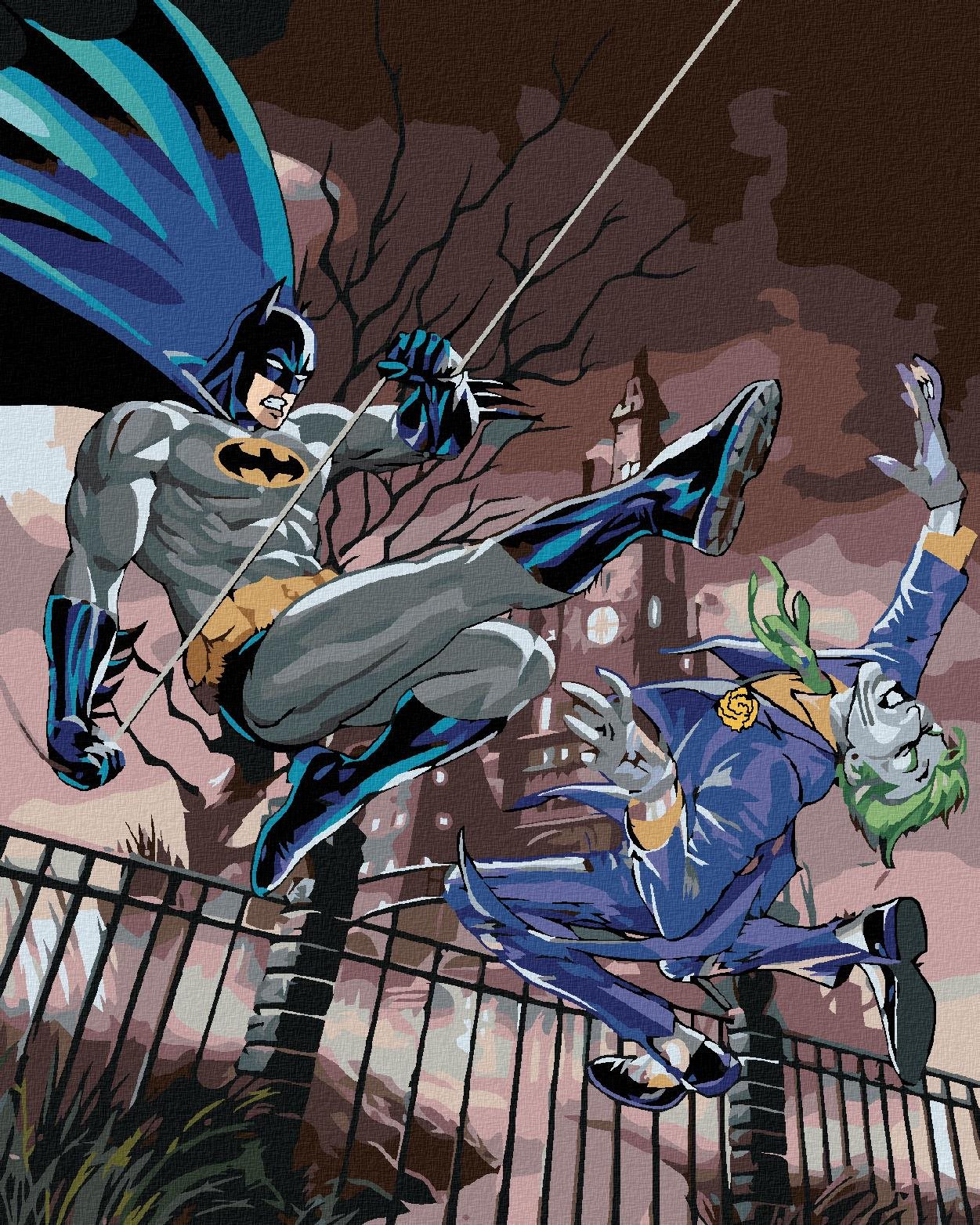 Zuty - Batman a joker v boji, 40×50 cm, vypnuté plátno na rám