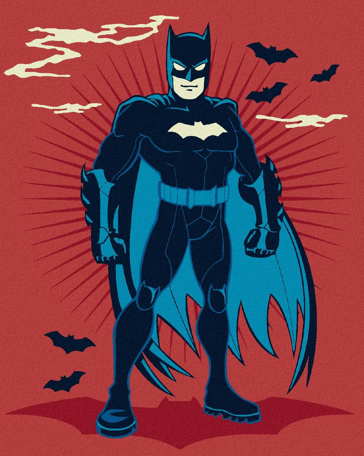 Zuty - Kreslený batman, 40×50 cm, vypnuté plátno na rám