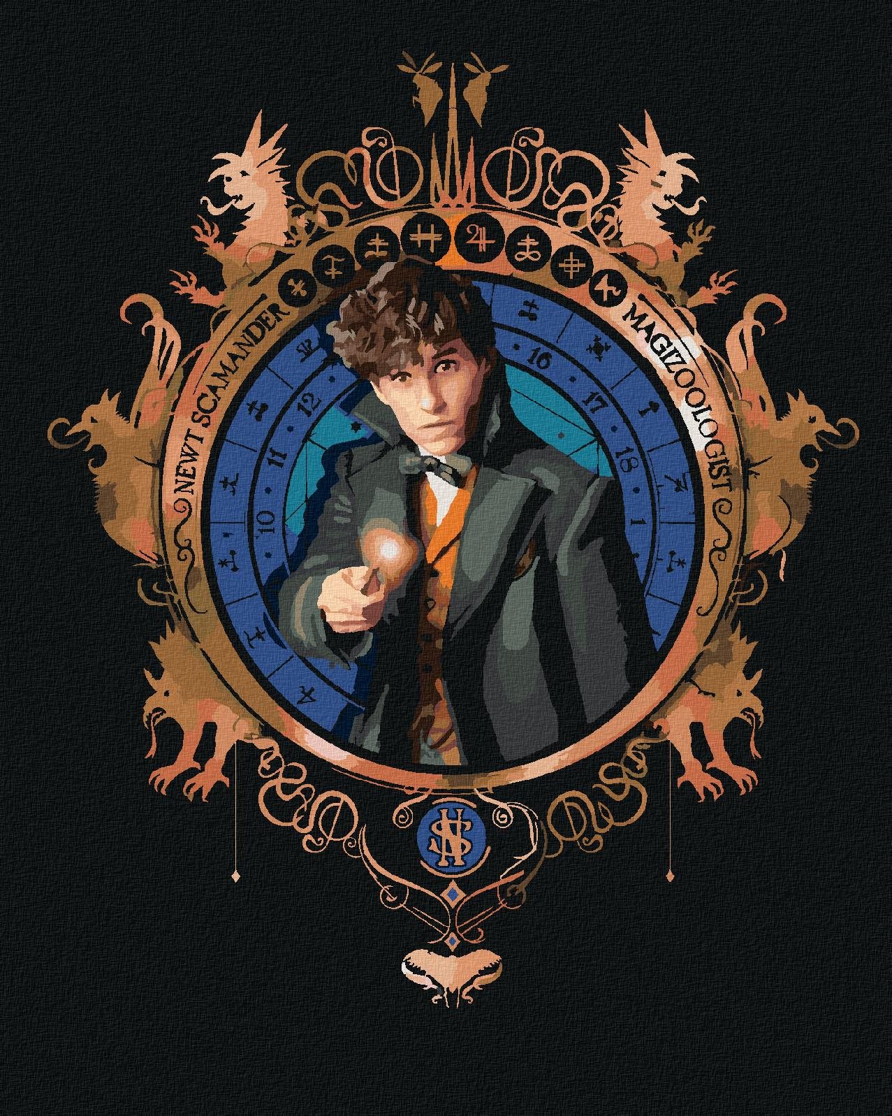 Zuty - Portrét mlok scamander (fantastická zvířata), 40×50 cm, vypnuté plátno na rám