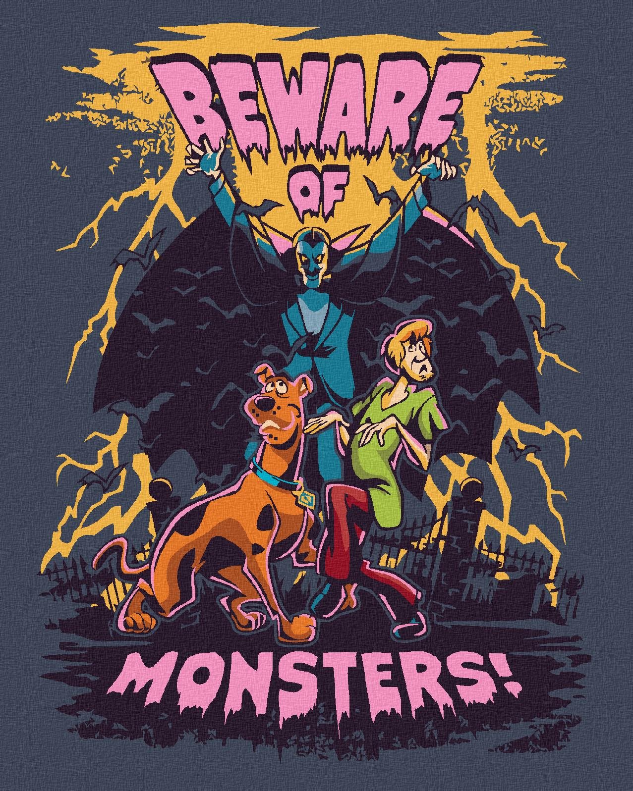 Zuty - Shaggy, scooby-doo a upír, 40×50 cm, vypnuté plátno na rám