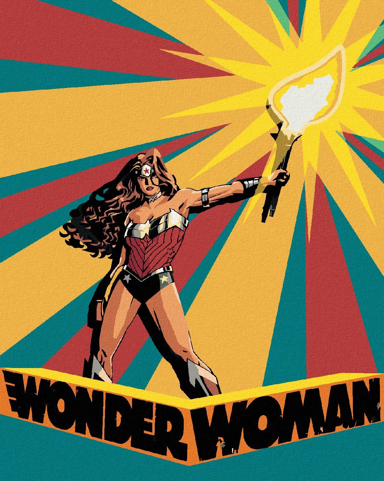 Zuty - Wonder woman a louč plakát, 40×50 cm, vypnuté plátno na rám