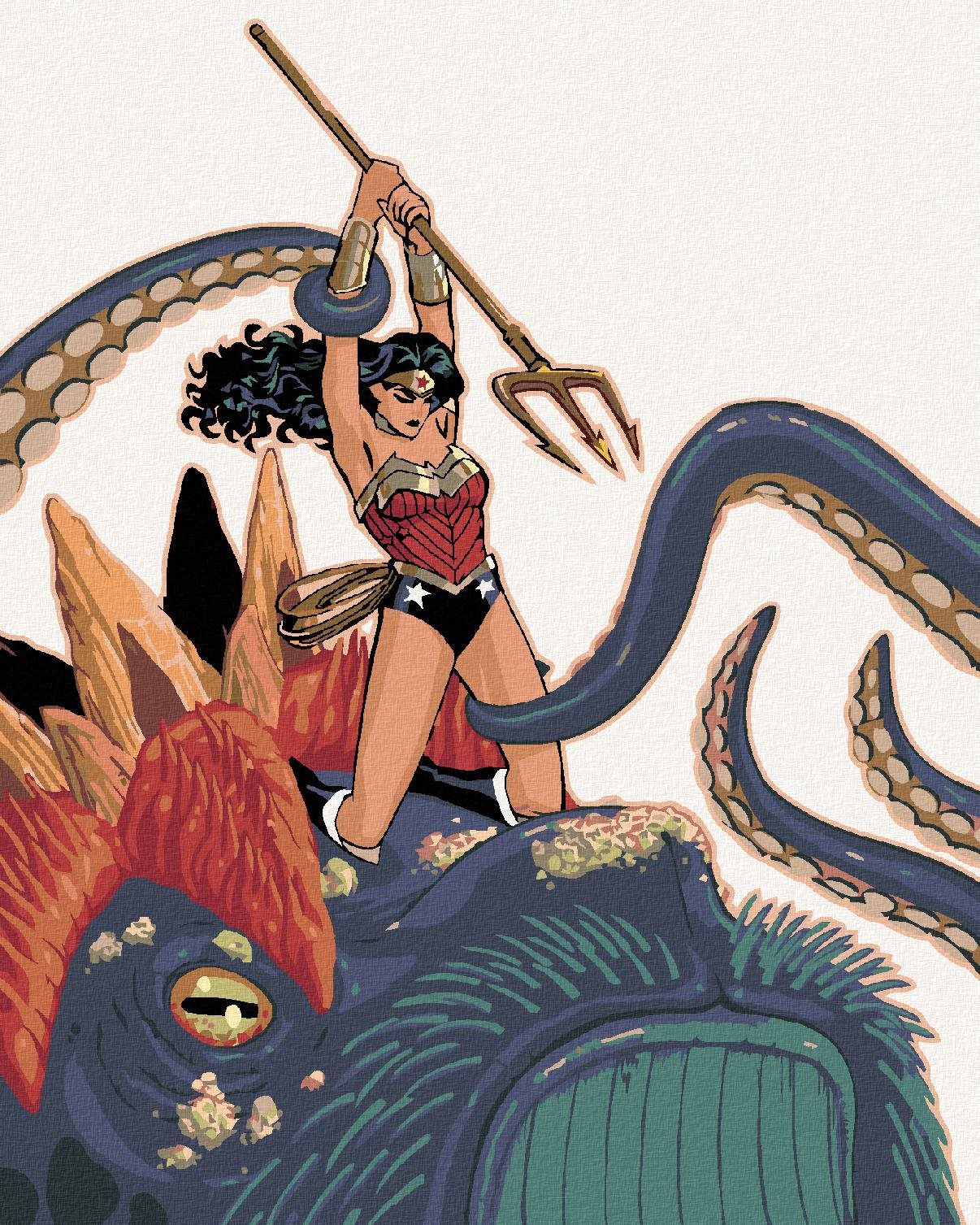 Zuty - Wonder woman a příšera, 40×50 cm, vypnuté plátno na rám