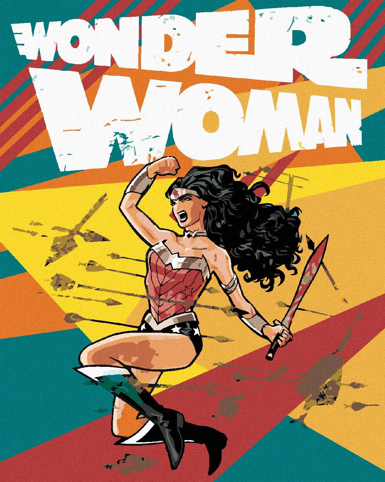 Zuty - Wonder woman a šípy plakát, 40×50 cm, vypnuté plátno na rám