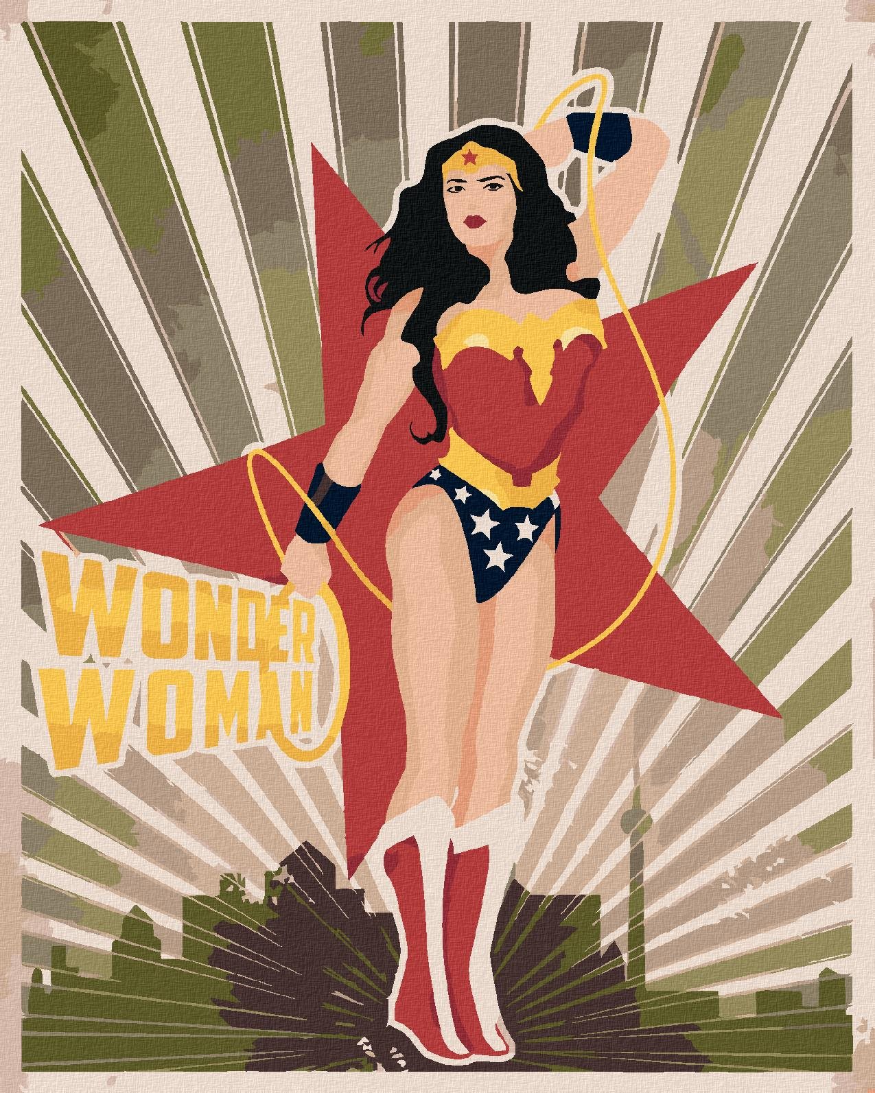 Zuty - Wonder woman hvězda, 40×50 cm, vypnuté plátno na rám