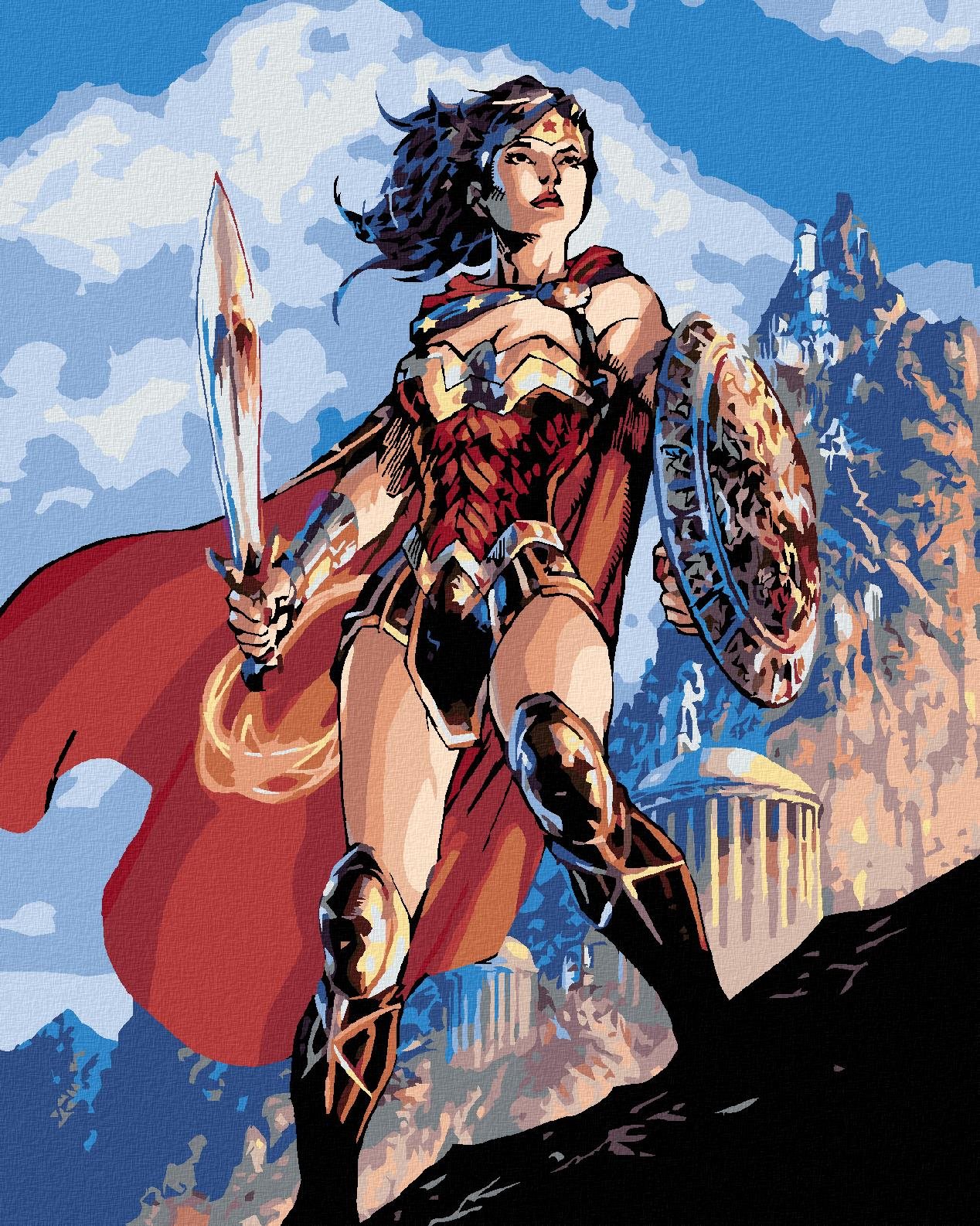 Zuty - Wonder woman meč a štít, 40×50 cm, vypnuté plátno na rám