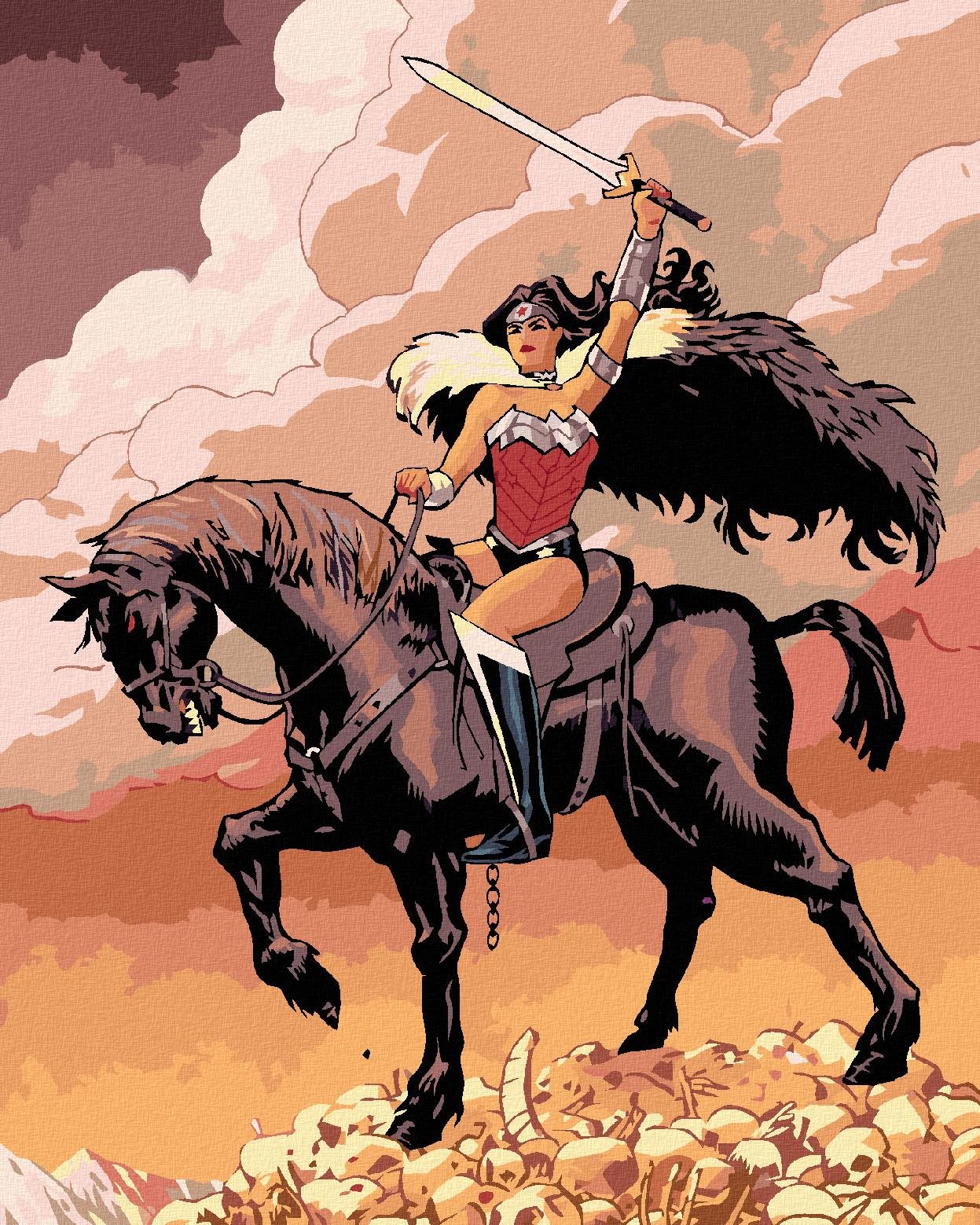 Zuty - Wonder woman na koni, 40×50 cm, vypnuté plátno na rám