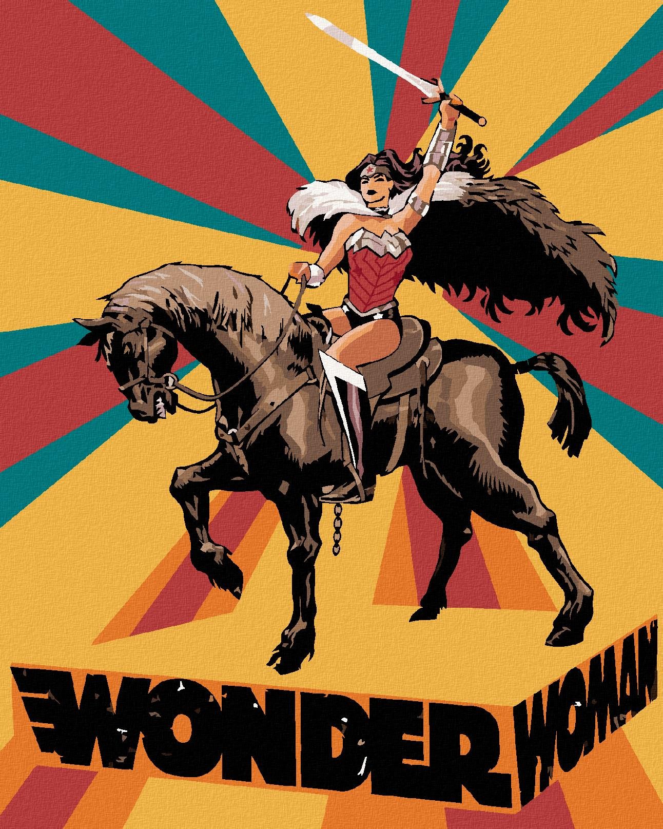 Zuty - Wonder woman na koni plakát, 40×50 cm, vypnuté plátno na rám