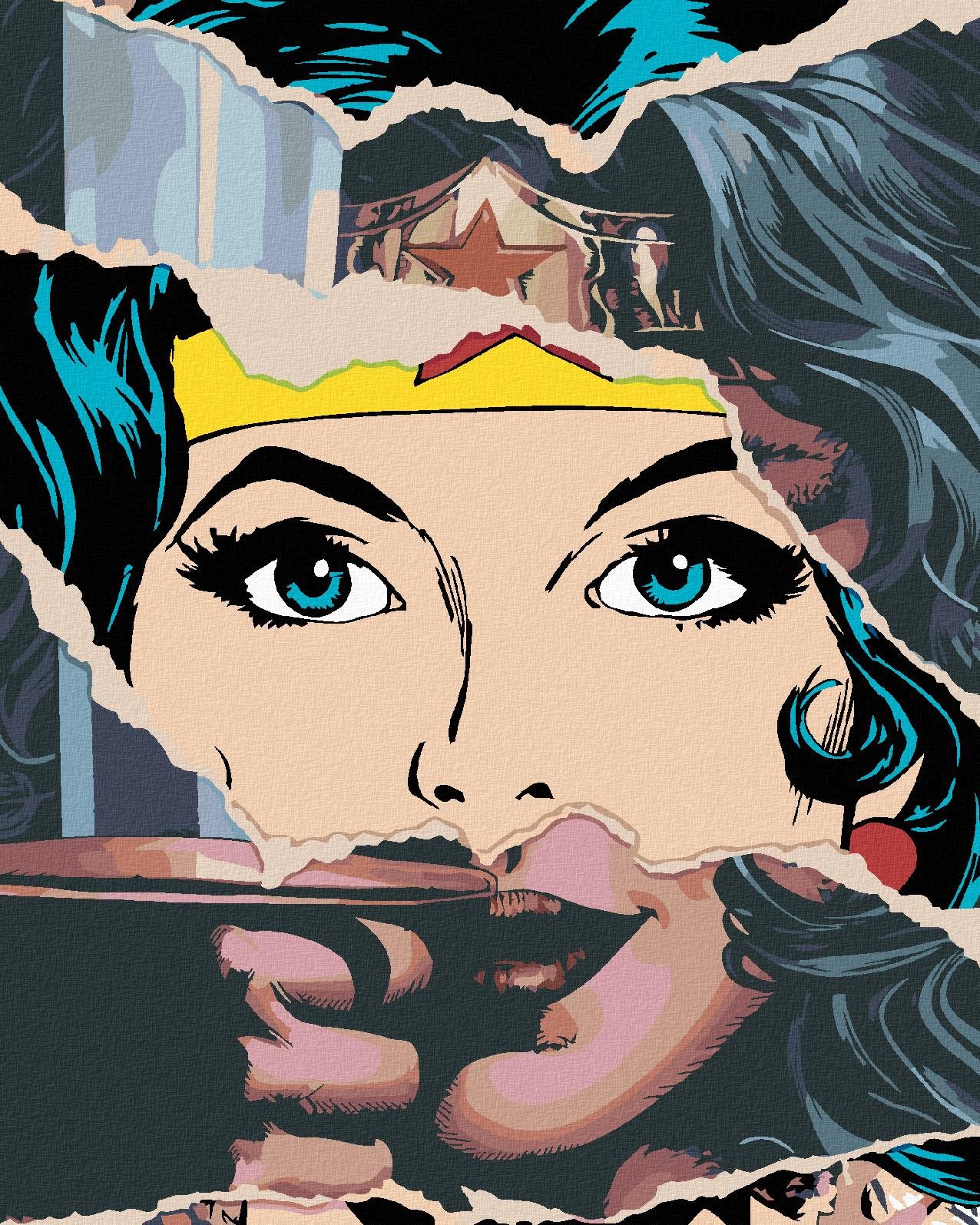 Zuty - Wonder woman papír, 40×50 cm, vypnuté plátno na rám