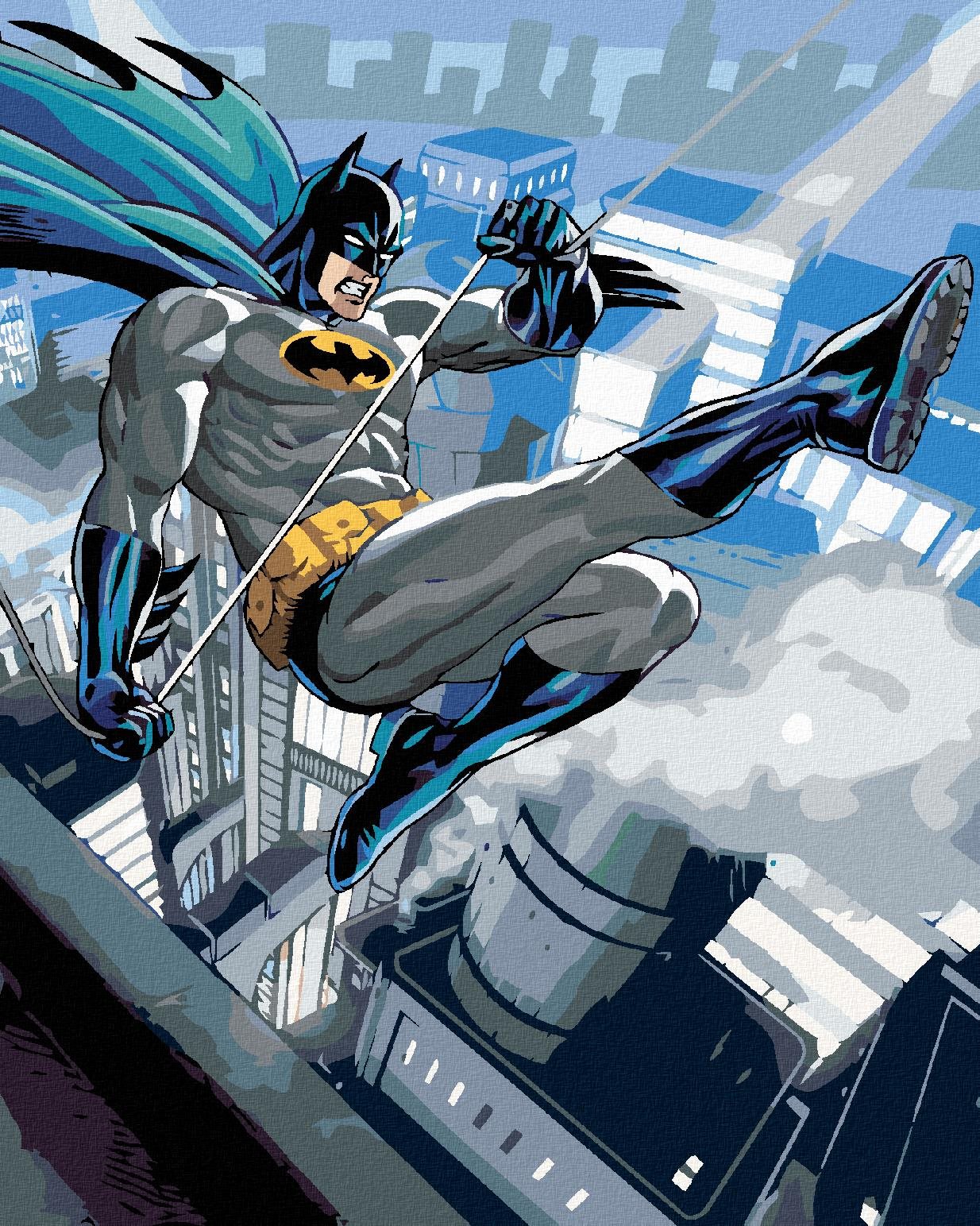 Zuty - Batman nad městem, 40×50 cm, vypnuté plátno na rám