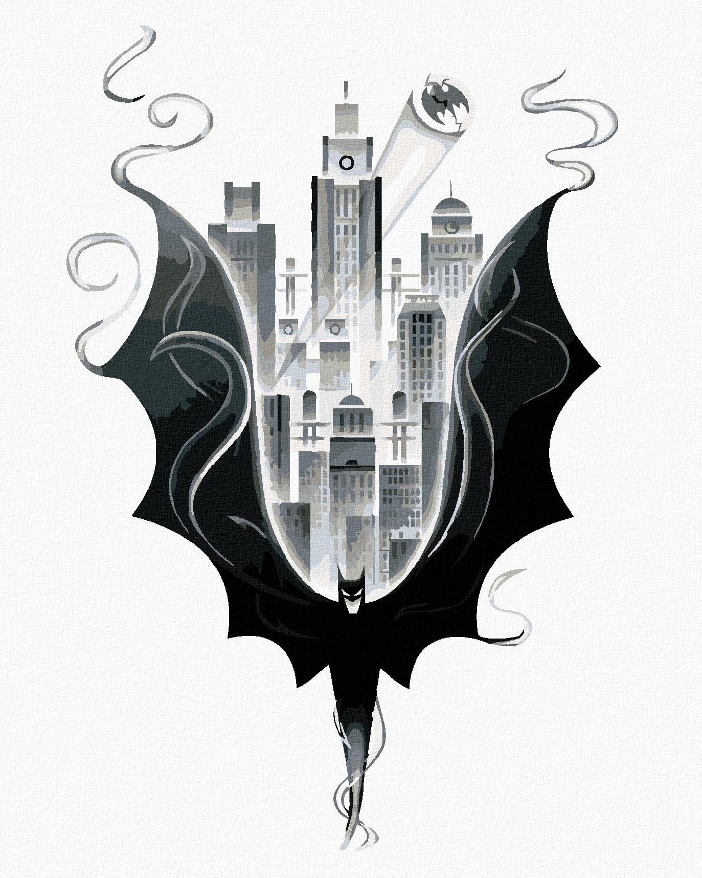 Zuty - Batman v černobílé, 40×50 cm, vypnuté plátno na rám