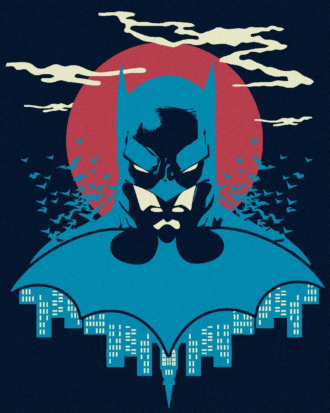 Zuty - Batman v modré a červené, 40×50 cm, vypnuté plátno na rám