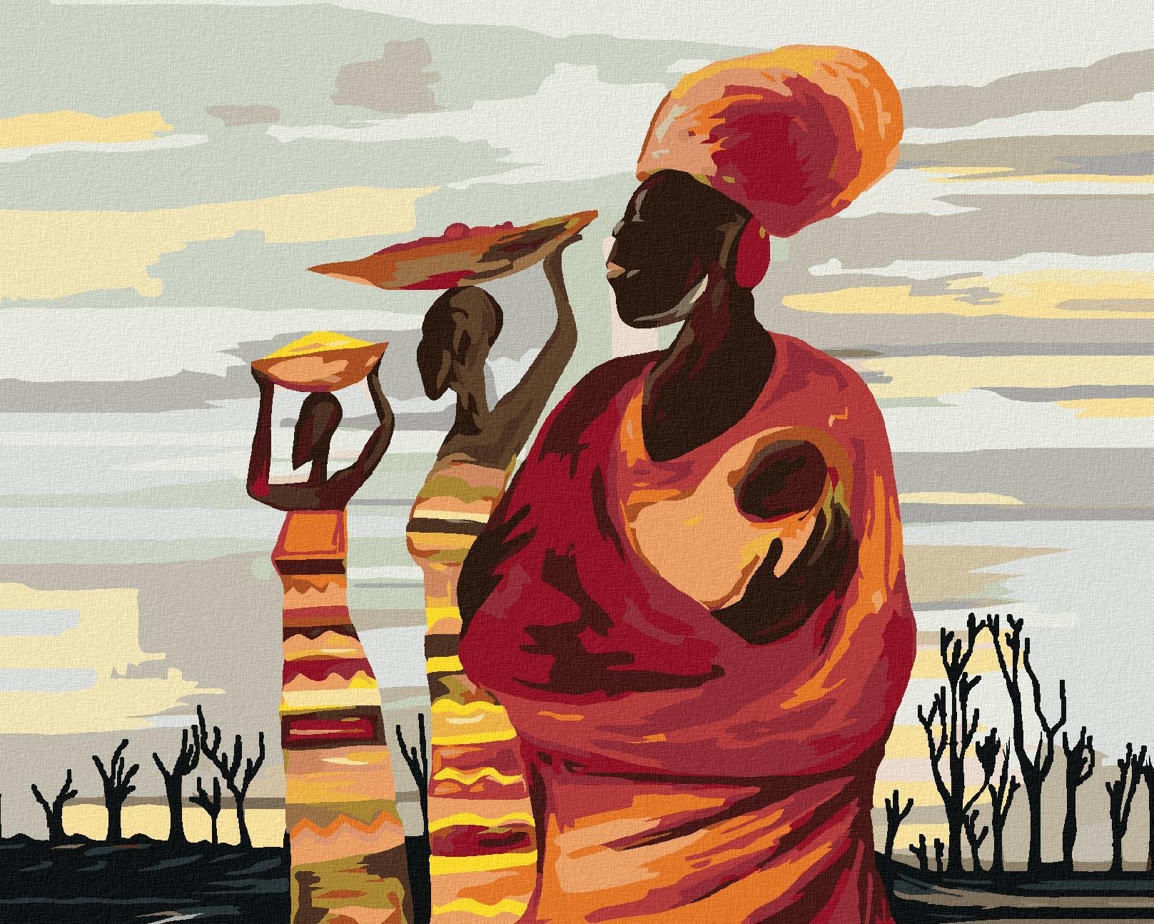 Africké ženy s dítětem, 40×50 cm, vypnuté plátno na rám