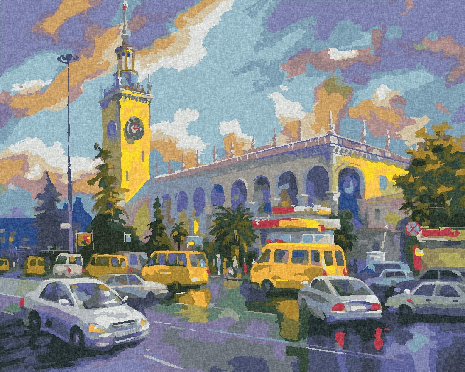 Auta v Sochi, 40×50 cm, vypnuté plátno na rám