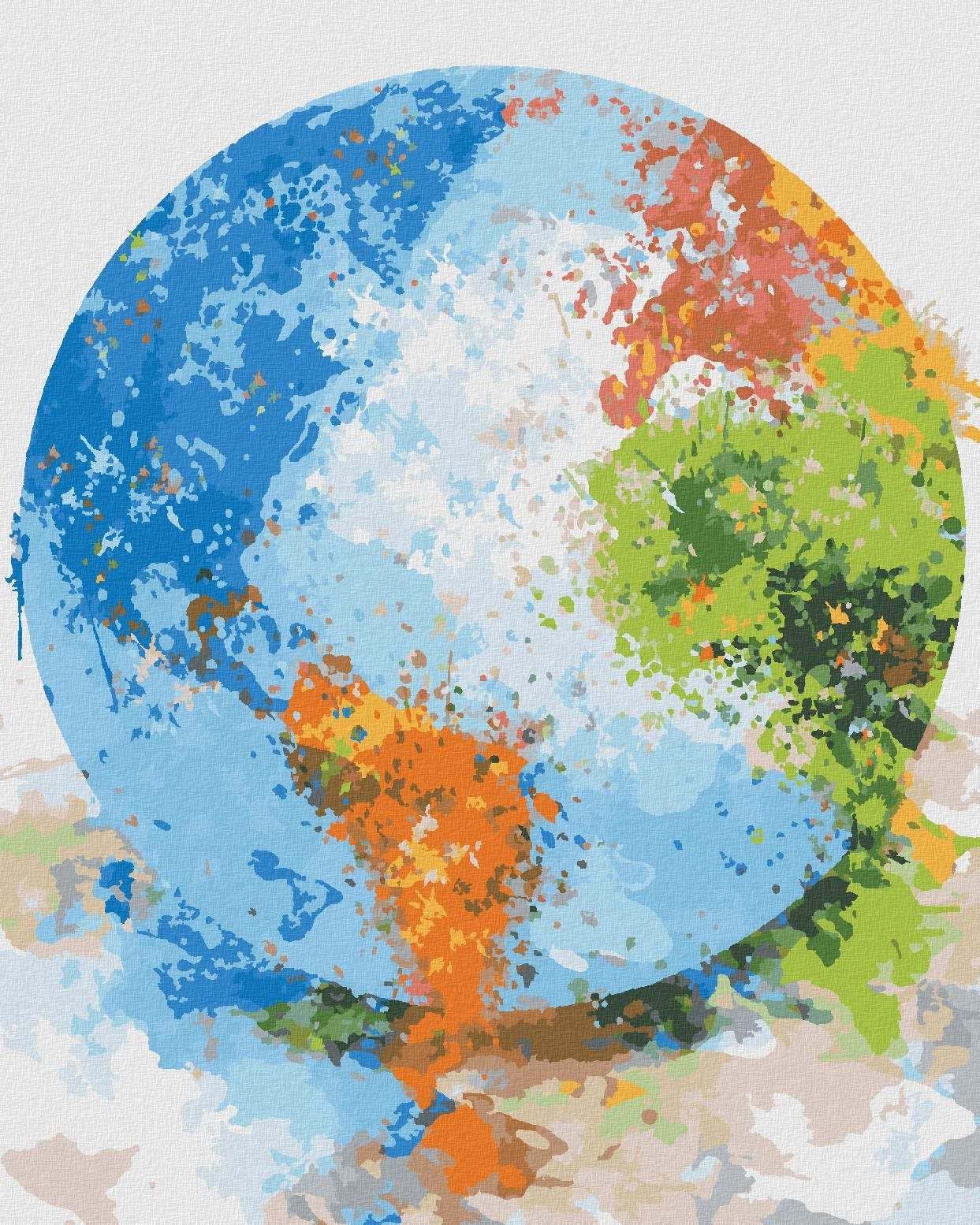 Barevný globus, 40×50 cm, vypnuté plátno na rám